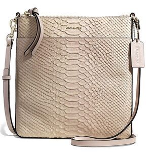 Coach Beige/Pink Embossed Leather Crossbody Bag